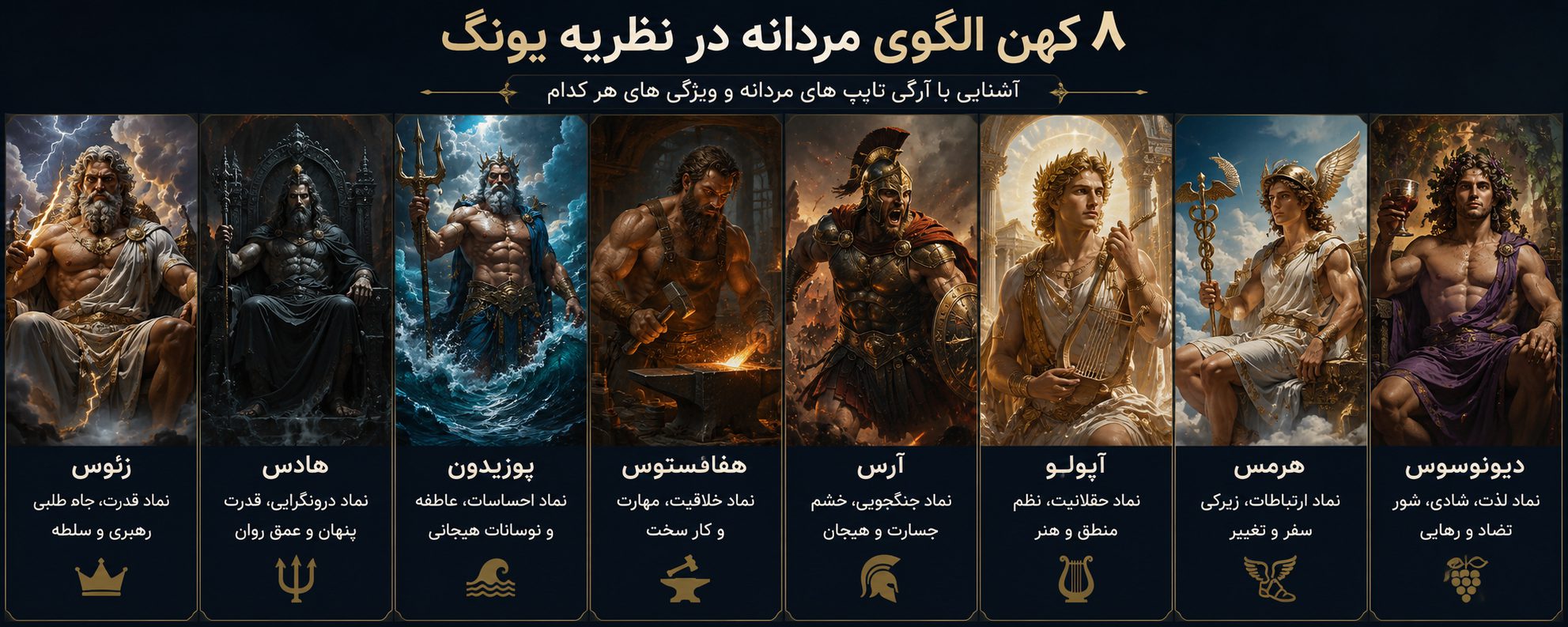 انواع کهن الگو مردانه و نشانه های هر کدام
